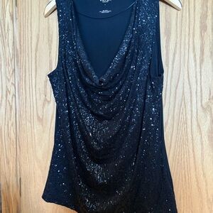 Victor Alfaro Black Sequin Asymmetrical Tank Top